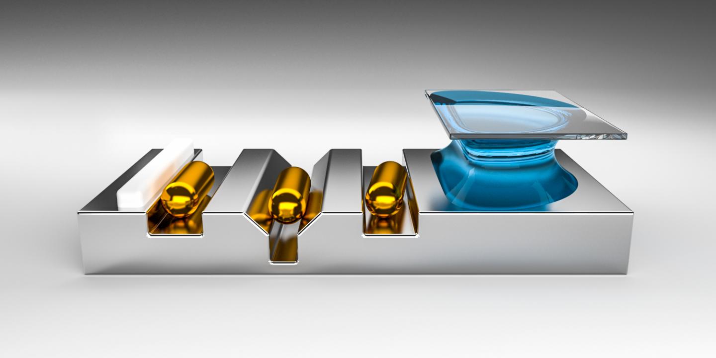 A Drop Full of Nanoparticles is Dragged Across a Substrate with Nanometric Barriers and Holes