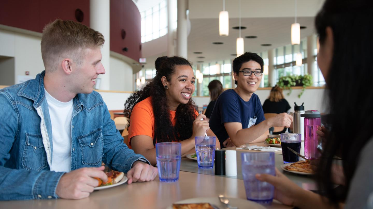students in dining hall