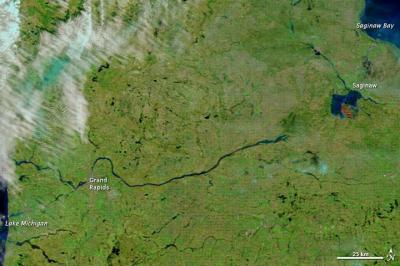 NASA Satellite View of Flooding in Michigan -- April 23, 2013