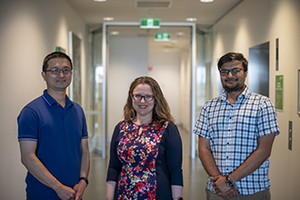 Dr Chin Wee Tan, Assoc Professor Melissa Davis and  Dharmesh Bhuva.