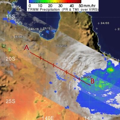 TRMM Sees Olga's Remnants Moving South