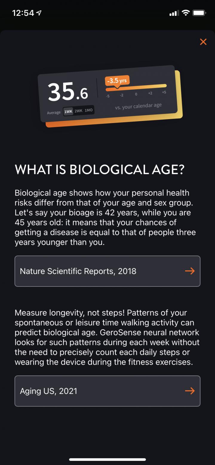 GeroSense biological age