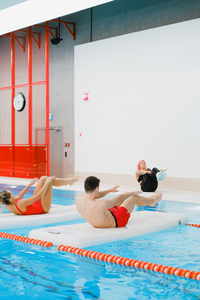 Aquatic exercise class in a pool