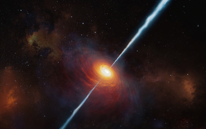 Artist’s rendering of quasar P172+18 (credit_ ESO-M Kornmesser)