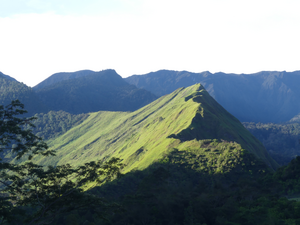 Mountain in the morning sun - the view from Towet village.