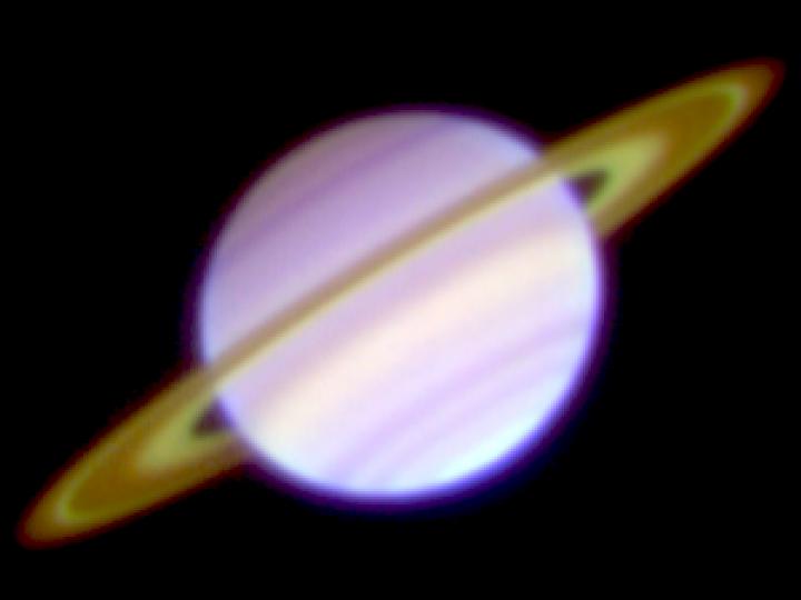 A Three-Color Composite Of The Mid-Infrared Images Of Saturn