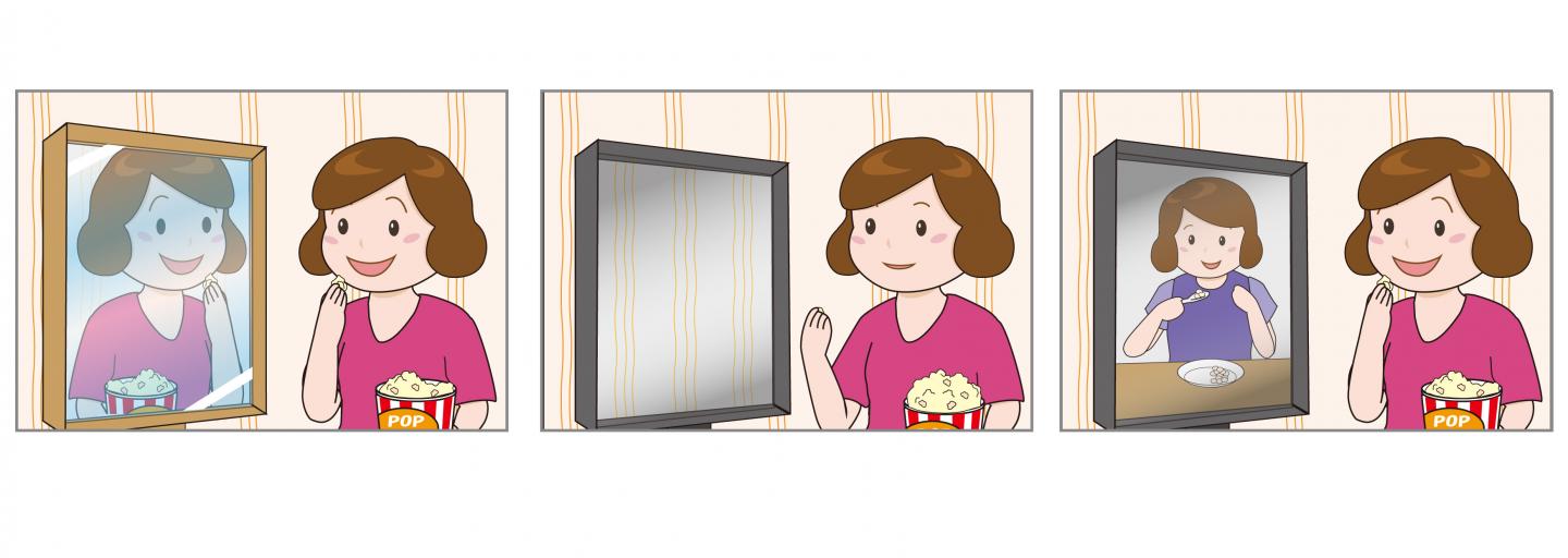 Food Tastes Better in Front of a Mirror, or even with a Picture of Yourself Eating