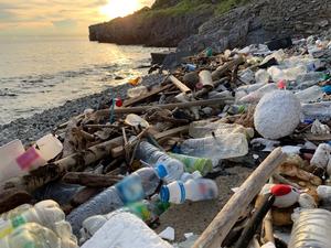 Plastic trash on the beach in Thailand