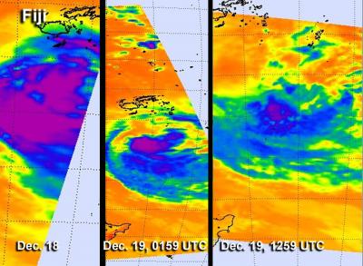 Nasa Time Series of Infrared Images of Cyclone Evan's Decline