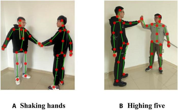 The interaction action of "shaking hands" and "highing five".