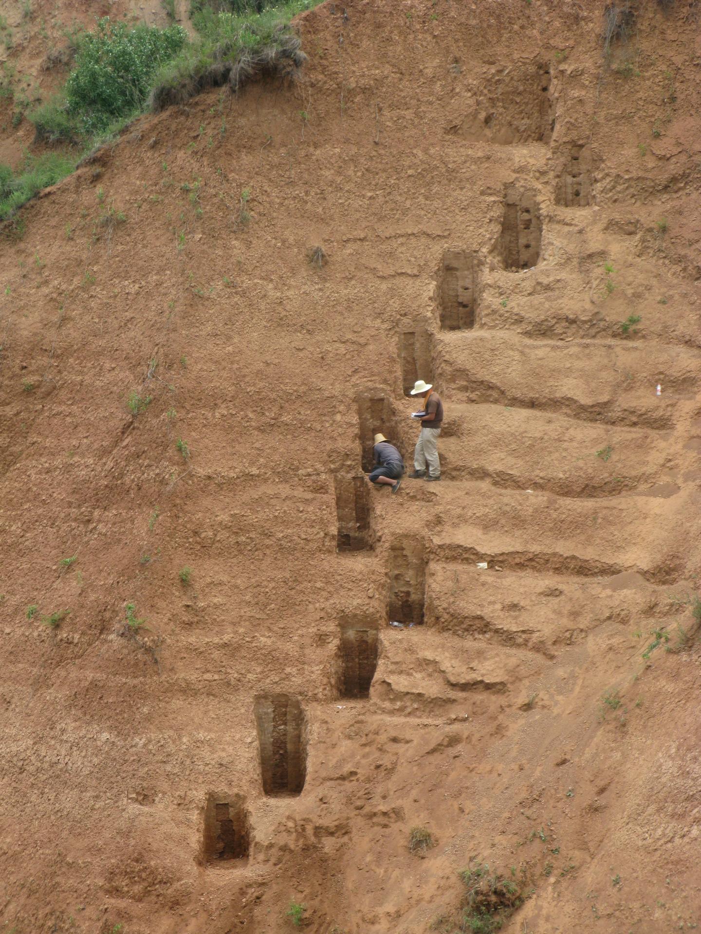 Researchers Collect Soil Samples Near Xi'an, China