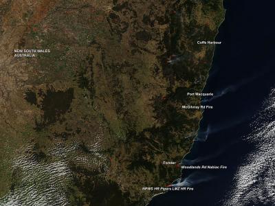 Many Fires in New South Wales, Australia