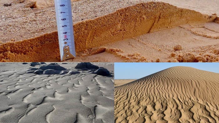 Megaripples in sand deserts