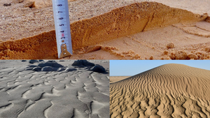 Megaripples in sand deserts