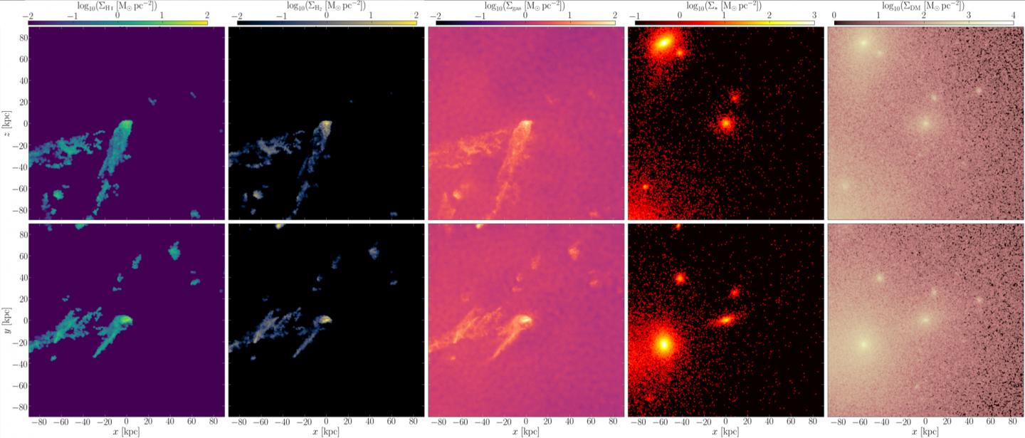 Views of a galaxy undergoing ram-pressure stripping