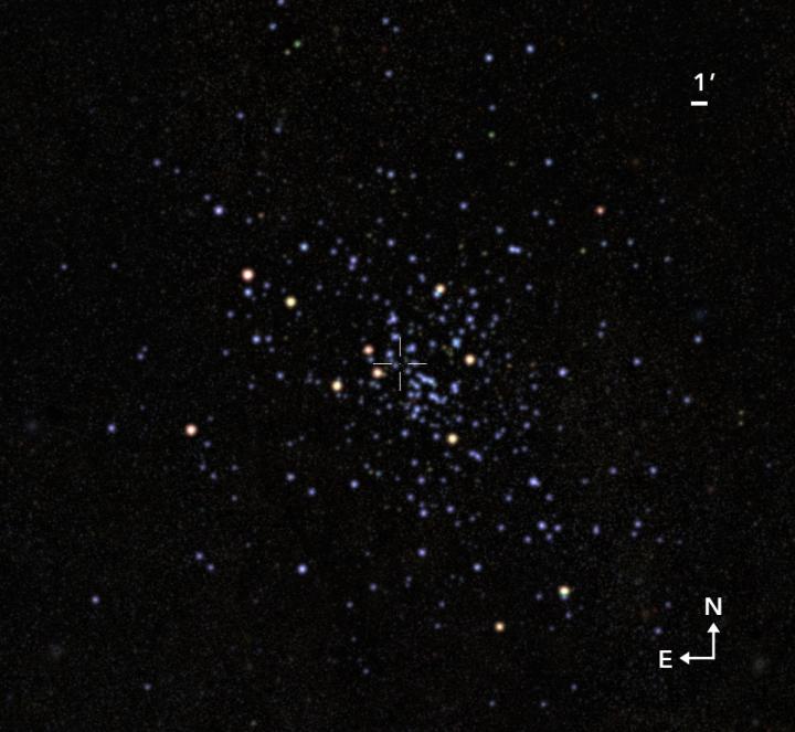 View of the cluster if the contamination of stars and dust that hides it could be removed