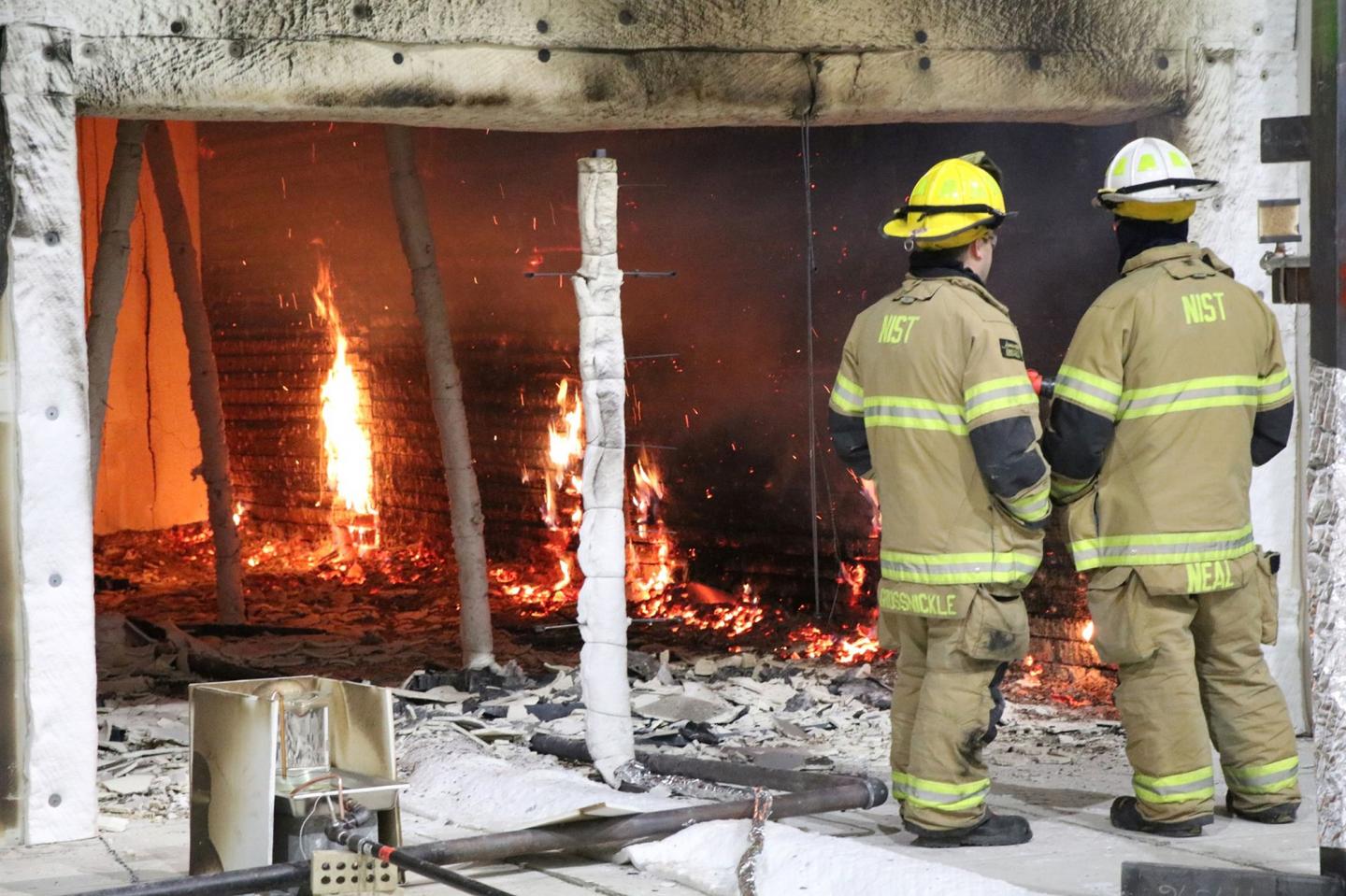 NIST Firefighters at End of Cross-Laminated Timbers Fire Test