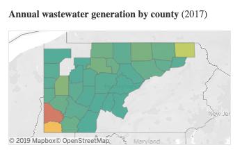 PA Annual Wastewater Generation by County 2017