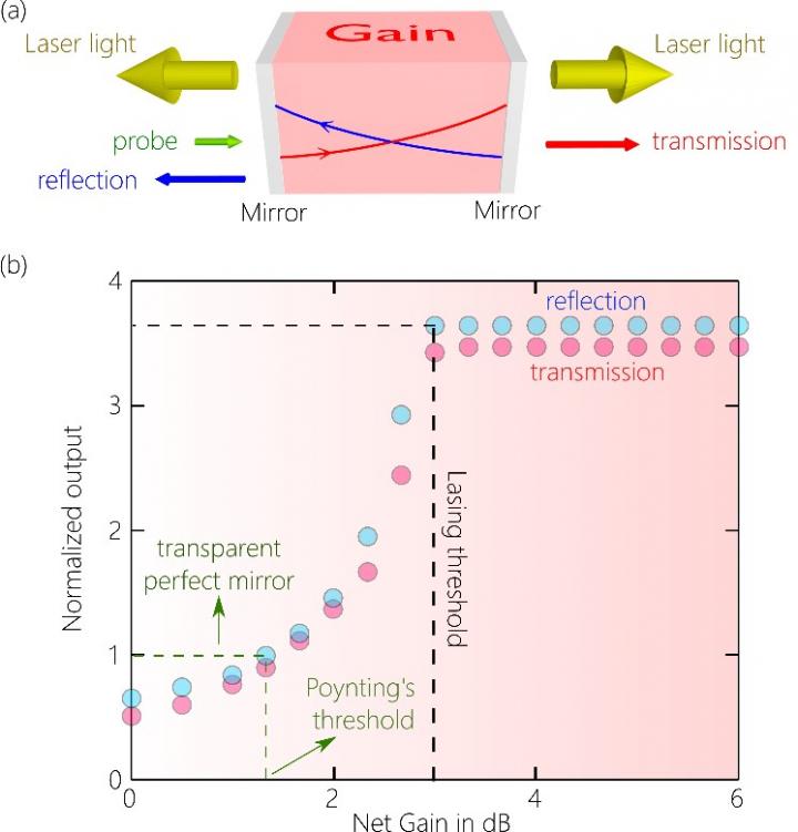 Optical Response of an Externally Probed Active Cavity