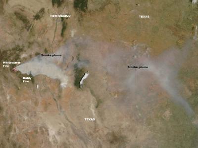 NASA Sees Baldy and Whitewater, NM Fires Now Combined