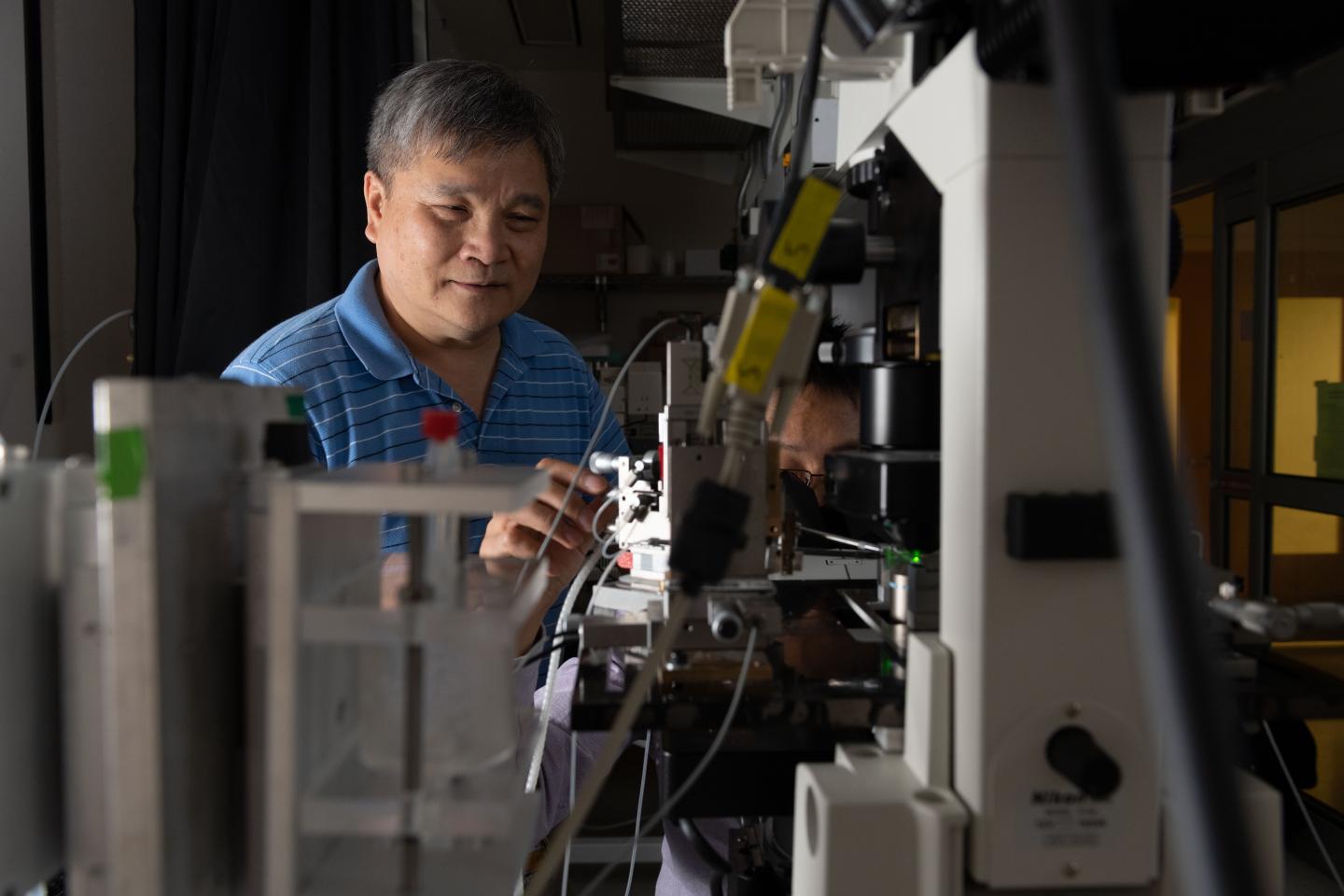 Cheng Zhu in his Lab