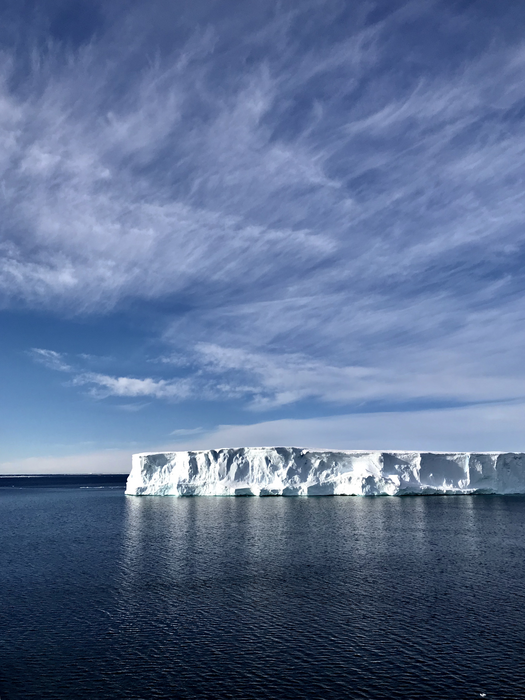 An Antarctic ice shelf on a sunny day