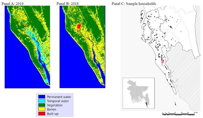 Expansion of the refugee camp and location of sample households