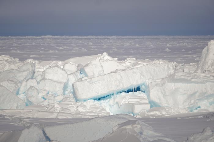 Close-up of a newly formed pressure ridge in the Arctic Ocean.