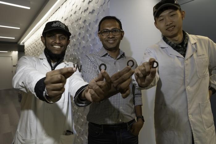 Muhammad Rahman (center), an assistant research professor of materials science and nanoengineering at Rice and his lab.