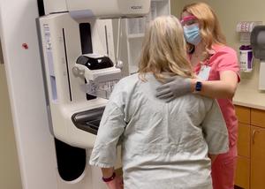 Patient receives a mammogram
