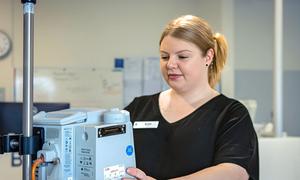 Safety sensescaping - Nurse Erin working in scrubs