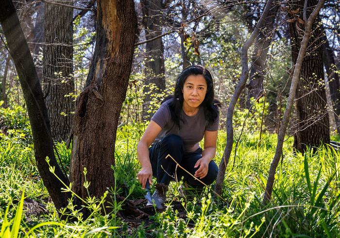 Suprina Shrestha conducting research at the Fort Worth Botanic Garden