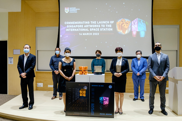 Celebrating the launch of two Singaporean artworks to the ISS at NTU Singapore
