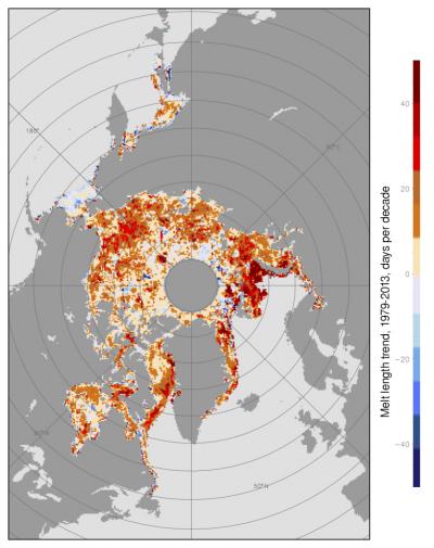 Map to Chart Change in Melt Season