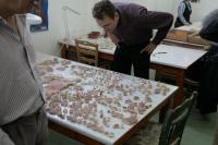 Examining Fresco Fragments In Santorini