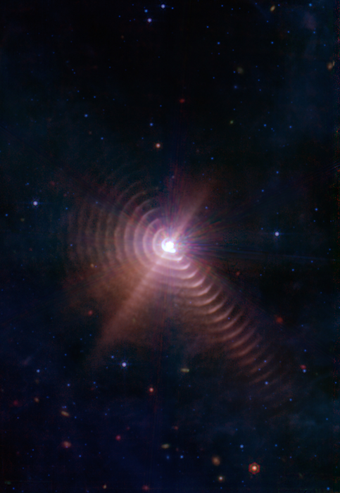 JWST image of concentric dust rings around WR140