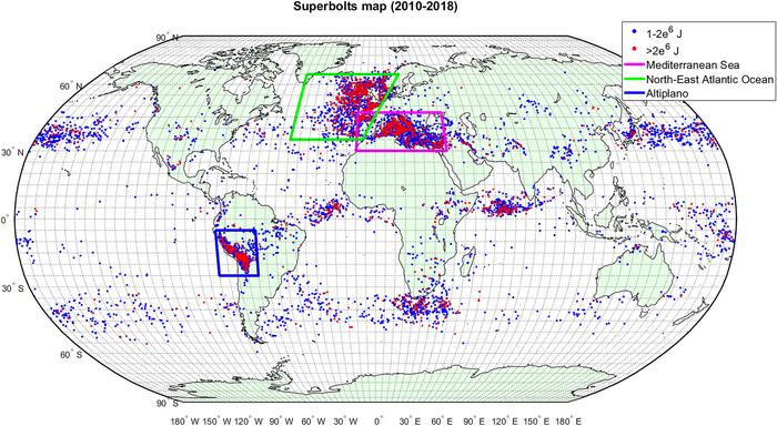 Map of global superbolt distribution
