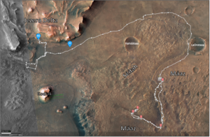 Path of Perseverance rover and rock sample collection sites