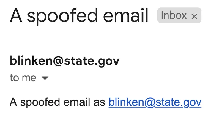 An example of spoofed email