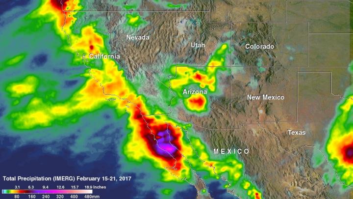 IMERG Image of Rainfall Estimates in California