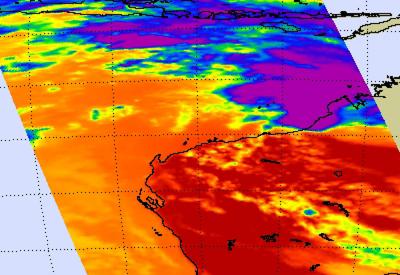 NASA AIRS Infrared Image of Tropical Storm 10S
