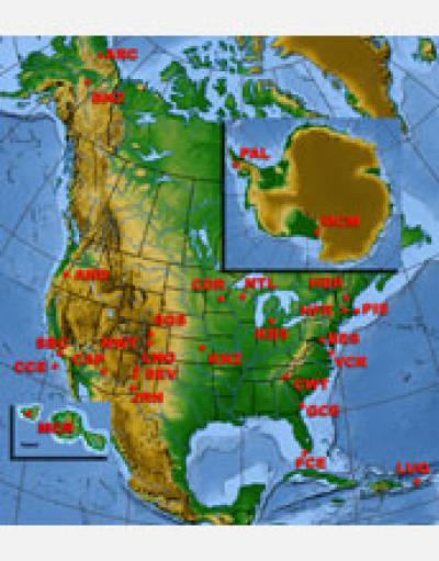 Map of North America, Hawaii, Greenland and the Caribbean Showing NSF's LTER Sites