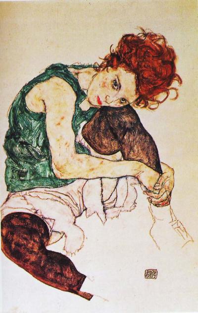 Seated Woman with Bent Knee by Egon Schiele