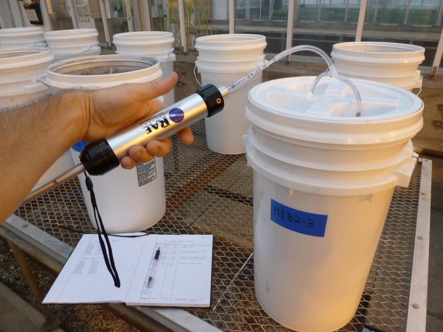 Sampling Gases Above Biochar