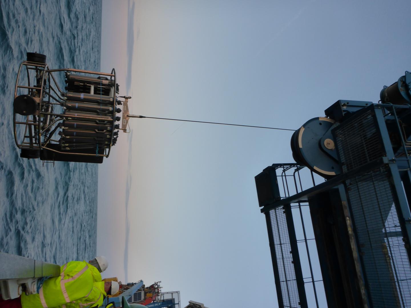 CTD Device Used to Measure Conductivity, Temperature and Depth Recovered to Deck of RSS Discovery