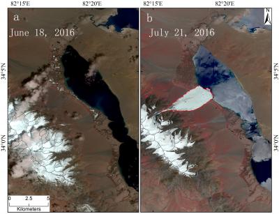Before and After Aru Glacier Collapse in western Tibet