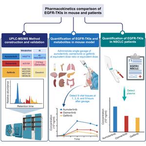 Schematic diagram of the mass spectrometry method and experimental flow for detecting the pharmacokinetic profile and tissue distribution of the 3 EGFR-TKIs.