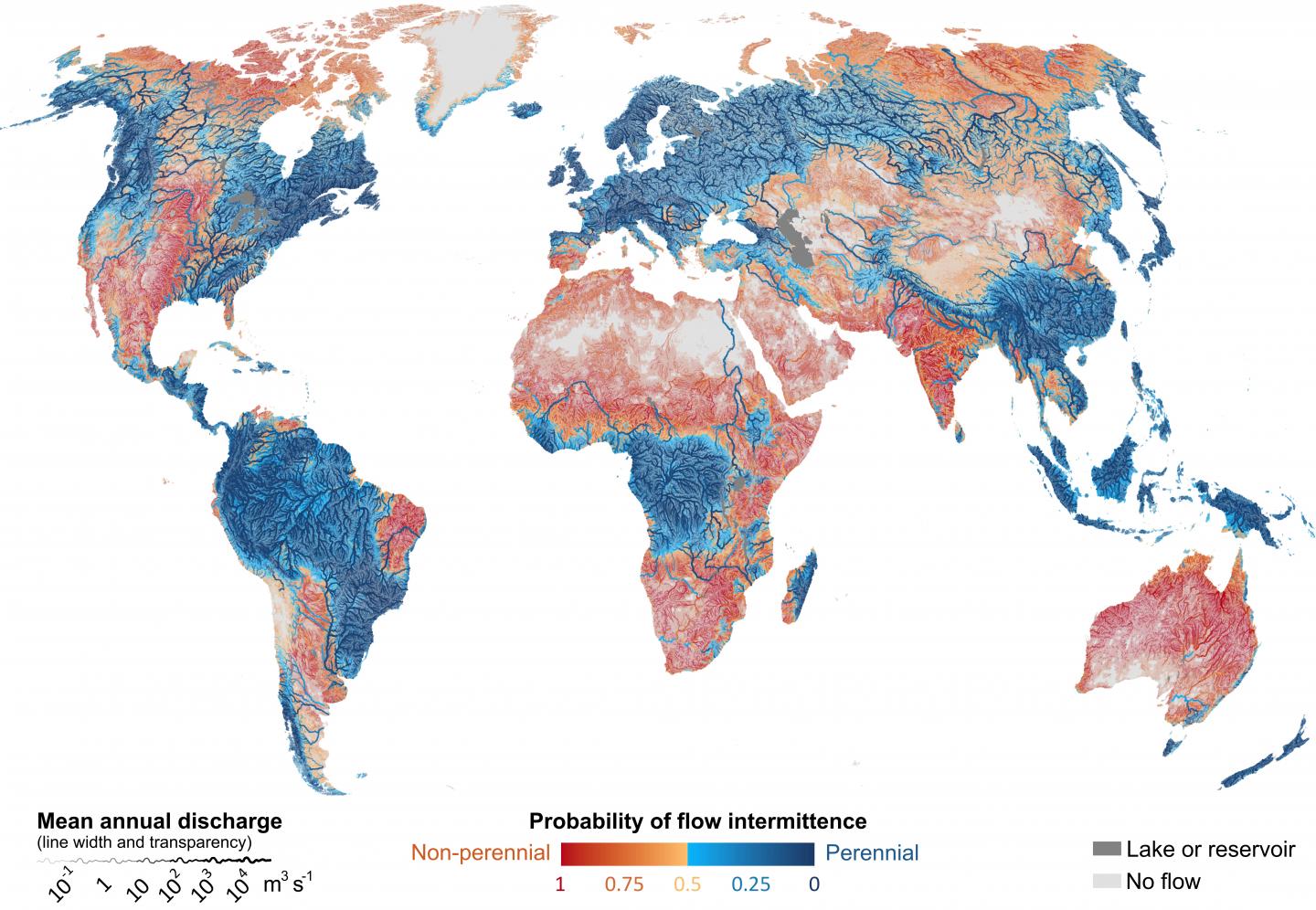 Global distribution of intermittent rivers and streams