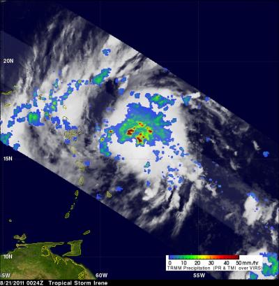 NASA TRMM Satellite Sees Heavy Rainfall in Irene
