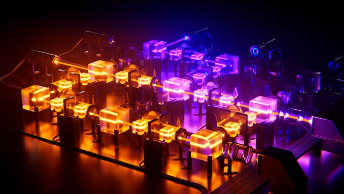 Artistic visualization of XLuminA's automated optical discovery process